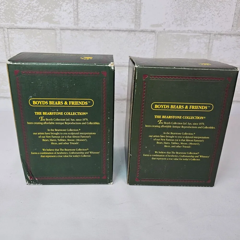 Boyds Bears Bearstone Christmas Ornaments 1996 #25700 #25702 Retired Lot 2 Box